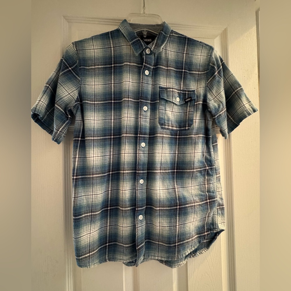 Vans Boys Casual Blue Checkered Shirt